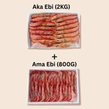 Aka Ebi + Ama Ebi Set (Argentine Red Shrimp + Japanese Sweet Shrimp) 赤海老＆甘エビセット